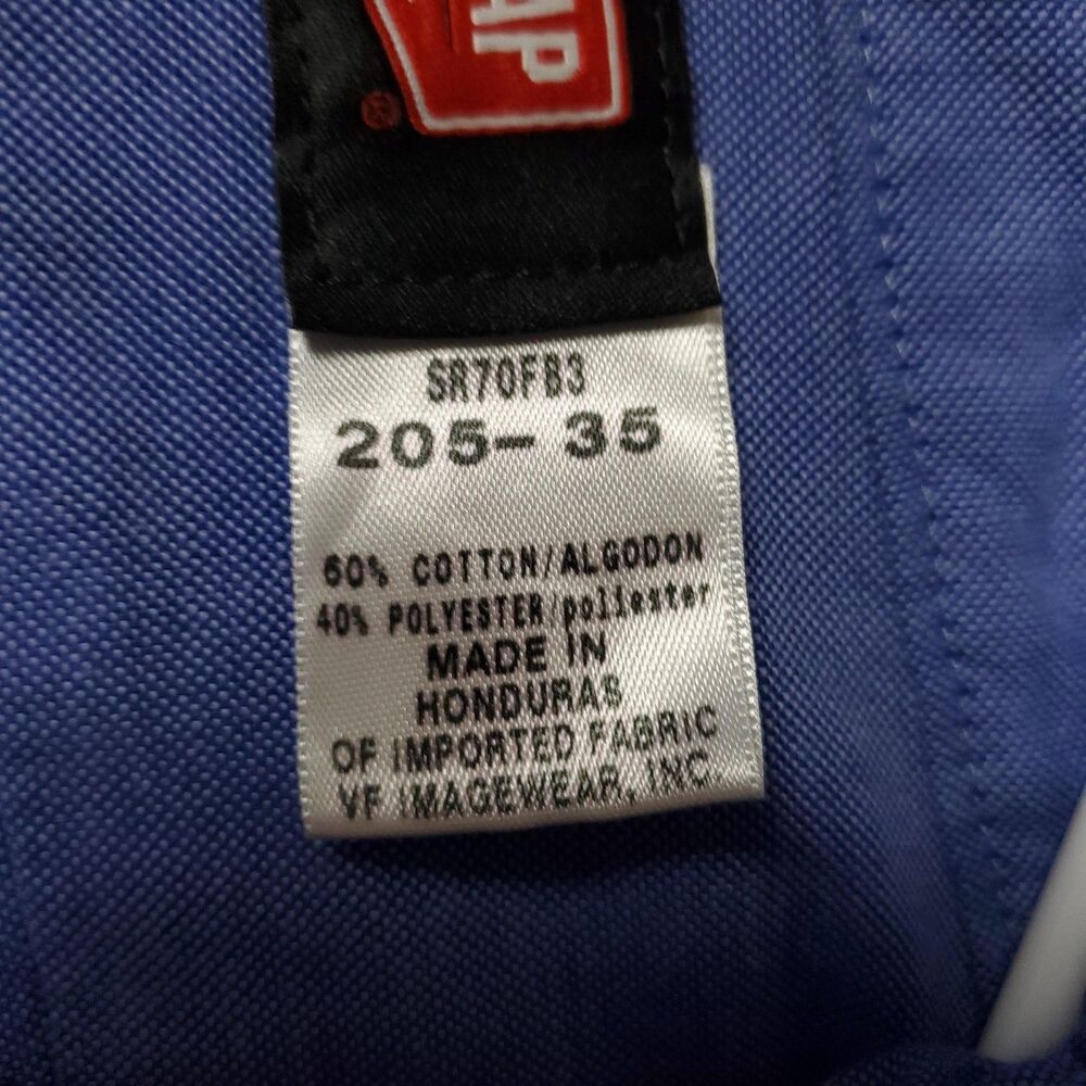 Red Kap Work Polo Shirt Mens 3XL Blue Solid Long Sleeve Button Up Workwear - Picture 3 of 12